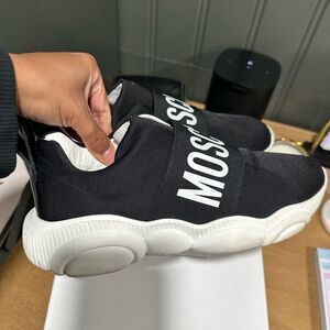Moschino slip on logo teddy black and white sneakers size 39/9